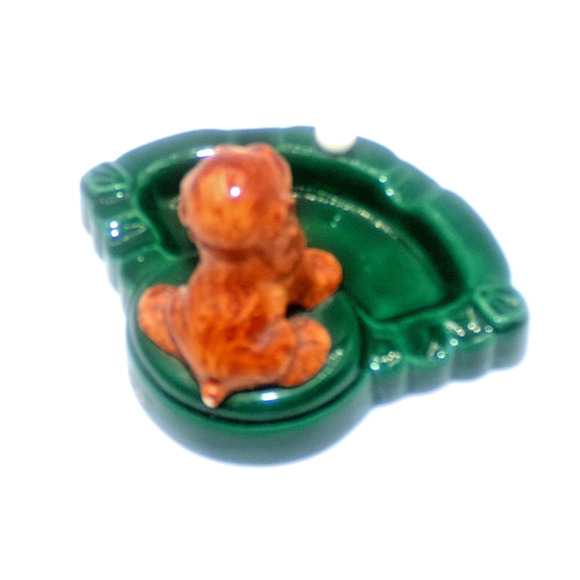 Vintage Ceramic Pointer Setter Retriever Hound Dog on Green Golf Green Ashtray - Picture 6 of 16